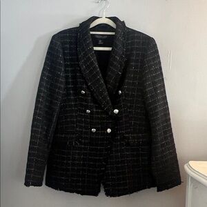 RACHEL ZOE black/silver tweed blazer
